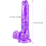 7.87 Inches Realistic Dildo For Beginners, Anal Dildos With Strong Suction Cup Base, Lifelike Fake Penis For Women/Men/Gay, Adult Sex Toy For G Spot Stimulator Anal Plug Training Set (Purple)