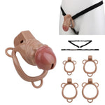 Hollow Penis Cage Set With 4 Rings, An Anti-Slip Belt And 2 Keys, Moulded Design Chastity Cage Lock Male Sex Toys Sm Slave Restraints & Bondage For Couples (M)