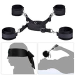 Bed Sex Bondage Restraint & Strap-On Vibrating Dildo Sex Toys