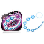 Basic Beads - 12 Inch Non Porous Body Safe Anal Beads - Graduated Anal Chain Beads Up To 1" Maximum Width - Beginners Anal Play Toys For Men Women Couples - Clear Blue