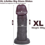 Black Realistic Silicone Thick Huge Glans Dildo, 4 Sizes Dildos With Suction Cup For Hands-Free Anal Play Vagina G-Spot Stimulate Analdildo Giant Butt Plug Sex Toys For Women Men Beginner (Xl)