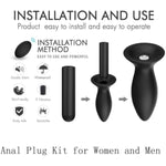 Anal Sex Toy Vibrator,3Pcs Vibrating Anal Butt Plug Training Kit, Remote Control 9 Vibration Modes Adult Anal Sex Toys Vibrators With Suction Cup Base For Male, Female And Beginner Black