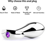 3PC Metal Anal Plug Set with Diamond Accents, Prostate Massager for Couples