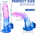 7.8” Clear Silicone Gradient Dildo with Suction Cup for Vaginal & Anal Play