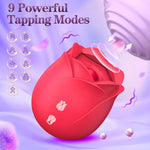 2-in-1 Flapping Rose Vibrator for Women, 9 Tapping & Sucking G-Spot & Clitoral Stimulator