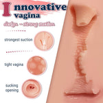 Realistic 2-Hole Male Masturbator with Tight Labia & Strong Suction, 4.1 LB