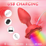 Vibrating Anal Plug Rose Toy for Couples, 10 Vibration Modes, Adult Sex Toy