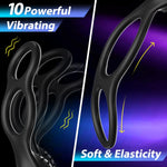 Thrusting Anal Vibrator Prostate Massager with 2 Vibrating Cock Ring, Anal Plug with 10 Thrusting & Vibrating Modes, Dildo Butt Plug Male Sex Toys for Men Gay Couple Pleasure