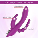 3-in-1 G-Spot Rabbit & Anal Vibrator – 7-Mode Waterproof Silicone Massager