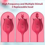3-in-1 Rose Clitoral Vibrator – G-Spot Dildo with 10 Thrusting & 10 Pulse Modes