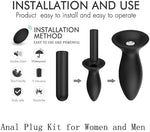3Pcs Vibrating Anal Plug Set with Remote, 9 Vibration Modes, Suction Base