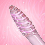 Glass Double-Ended Dildo with Spiral Texture & Realistic Glans for G-Spot & Anal Play
