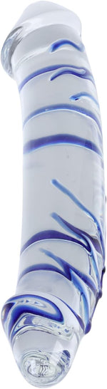 Blue Swirl Large Double-Ended Glass Dildo – Crystal Dual-Headed Pleasure Wand