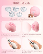 10 Brush Heads Wearable Nipple Stimulator with 10 Rotating Modes for Women