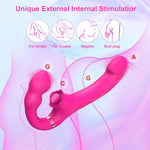 Strapless Strap-On Vibrator – 2-in-1 Double-Ended Dildo with 10 Modes & Remote