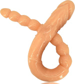 18.9" Double-Ended Dildo with Veins & Glans, Anal Beads for Vaginal & Anal Play