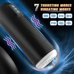 Automatic Male Masturbator - Sex Toys For Men Electric Stroker With 7 Thrusting & Vibrating & 1 Climax Modes, 3D Realistic Silicone Sleeve Pocket Pussy, Sex Machine Adult Toys For Men - Black