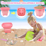 Beach Toys, Sand Toys With Collapsible Bucket, Sand Sifter, Beach Mesh Shovel, Shark Tooth Sifter And Mesh Bag For Shell Collecting, Sand Dipper Beach Scoop Toys For Kids Boys And Girls