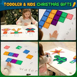 Magnetic Tiles Toddler Toys Magnetic Building Blocks For Kids Ages 3-12 Stem Educational Toys For Girls & Boys Sensory Play For Preschool Learning Birthday Toddler Xmas Gifts