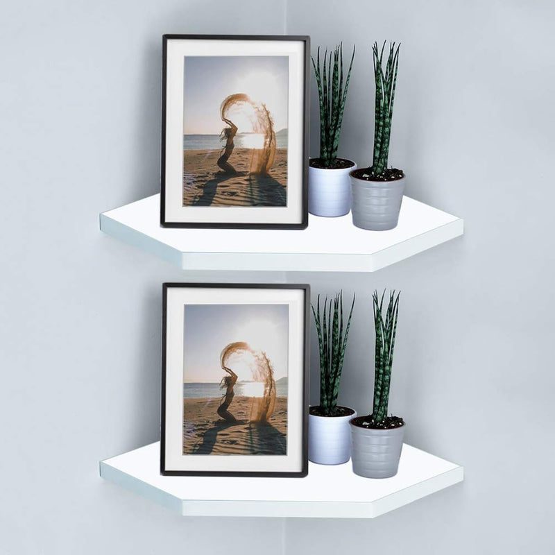 Floating Corner Shelves Wall Mounted Display Organizer Storage Shelf Set Of 2