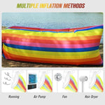 Rainbow Inflatable Sofa - Portable Lounger For Adults & Kids, Indoor Outdoor Camping Furniture Waterproof Pvc Bean Bag Chair | Festival, Beach, Dorm Room Decor | Easy To Inflate & Carry