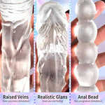 Double Ended Dildo For Lesbian 18.89 Inch Dong Anal Beads With Veins And Glans For Anal Vagina Stimulation Double Side Prostate Massager Sex Toy For Women Men Transparent