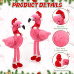8 Inch Christmas Stuffed Animal Christmas Plush Doll With Santa Hat For Holiday Decoration Winter Gifts(Flamingo Style)