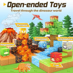 Dinosaur Toys Magnetic Blocks-Build Mine Magnet World Volcano Edition Kids Toy For 3+ Year Old Boys And Girls Building Blocks Toddler Toys Games Through Jurassic Learning Sensory Toy Gifts