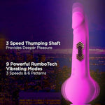 - Impressions New York Gyro-Quake 9.75 Inch Vibrating & Thrusting G Spot Dildo – 3 Thumping Speeds - 9 Vibration Modes - Platinum Cured Silicone - Accordion Suction Cup Base - Purple
