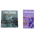 Bareskin Raw Thin Condoms 24 Count And Her Pleasure Sensations Spermicidal Lubricated Condoms 12 Count Bundle
