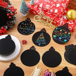 200 Pcs Christmas Scratch Cards Rainbow Christmas Craft Ornaments for Party Favors and Gifts