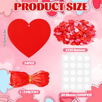 24 Set Valentine's Heart Button Craft Kit with 1320 Buttons & 1000 Glue Dots