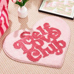 Self Love Club Rug Heart Shaped - 37"X29" Cute Bath Mat Non Slip, Funky Aesthetic Groovy Small Accent Rugs For Bedroom Bathroom, Girls Preppy Room Decor, Pink Heart Rug
