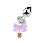 Couples Sex Toys Sm Training Bell Metal Bullet Anal Plug Bow Butt Plug with Expanded Jewelry Base