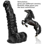 Realistic Black Horse Dildo - 2.24" Diameter Thick Huge Animal Horse Dildo - Lifelike Texture Giant Monster Penis Masturbation Sex Toys for Men Women