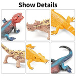 6Pcs Large Lizard Figurines Animal Toys, Realistic Plastic Reptile Animal Figures, Includes Bearded Dragon,Green Iguana,Frilled,Coast Horned,Plains Rock Figures, Educational Toy For Kids