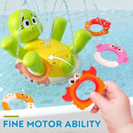 Baby Bath Toys For Kids Ages 1-3, Sprinkler Swimming Turtle Water Toys For Toddlers 2-4 With 5 Rings, Bath Toys For Babies 6-12/12-18 Months, 1 Year Old Boy And Girl Christmas Birthday Gifts