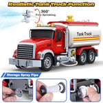 Kids Toys For 3 4 5 6 7 8 Years Old Boys, Large Tanker Truck Toy With Lights, Sounds, Water Pump, Red Toddler Friction Powered Oil Truck Vehicle Toy For Boys Girls Christmas Birthday Gifts