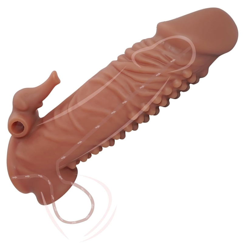 Realistic Penis Sleeve Extender Cock Rings For Men Erection, Reusable Condom Penis Ring Sheath Girth Extension, Male Silicone Thick Penis Pump Sleeve Enlarger Adult Sex Toys Games For Men And Couples