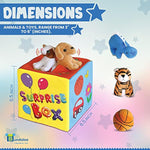Surprise Mystery Box With 8 Premium Plush Toys - Soft Sensory Playset With Press To Hear Sounds, Various Plush, Stuffed Animals, Vehicles, Balls For Babies & Toddlers