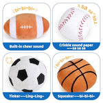 Baby Toys 0-12 Months, My First Sports Bag Plush Toy - 4 Sensory Balls Soft Toys With Crinkle, Rattles For 0-3-6-9-12 Month Newborn Infant, 1St Birthday For Babies Boys Girls Age 1