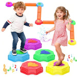 Stepping Stones For Kids, Light Up Musical Balance Beam And Non-Slip Toddler Balance Stones, Toddler Indoor Or Outdoor Play Obstacle Course, Sensory Toys Play For Family Active Kids Ages 3+