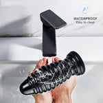 Large Ribbed Anal Plug Big Butt Plug Anus Stimulator Anal Training Toy For Advanced Men Women (Black)