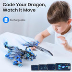 Dragon Building Kit With Remote Control Christmas Stem Gifts For Kids Boys Ages 8-12, Technic Buildable 3In1 Models Coding Toys For Birthday With 590 Pieces