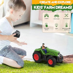 Remote Control Tractor Toys For Kids 3-5, Rc Tractor Toy With Farmer & Light,1:24 Scale, Rechargeable Farm Toy Tractor For Toddler Toy Set Birthday Gifts For 3 4 5 Year Old Kids Boys Girls