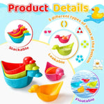 Baby Bath Toys For Kids Ages 1-3 8 Pcs Toddler Bath Toys Mold Free With Floating Ducks & Water Toys In Bathtub For 1 2 3 4 5 6 Christmas Birthday Gifts Stocking Stuffers
