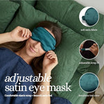 Adjustable Satin Sleep Mask Filled Eye Mask Blindfold for Women, Ultra Lightweight, Blocks Light, Soft, Ideal for Home, Travel, Meditation - Teal