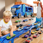 Truck Toys Car Track Set For 3 4 5 6 Years Old Boys, Carrier Truck Transporter Car Race Track With 12 Die-Cast Racing Car Toys, Birthday Gifts For Toddlers Kids Girls Age 3 4 5 6 7 8