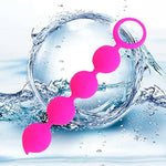 Silicone Anal Butt Beads Chain Plug, Four Ball Anal Chain Link With Safe O Pull Ring Anal Adult Sex Toy Anal Beads Chain Anal Dilator Silicone Flexible Anal Chain Butt Plug For Men Women(Rose Red)