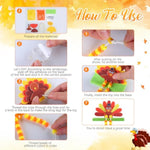 24 Sets Thanksgiving Turkey Craft Kits, DIY Beaded Felt Turkey Art Activity